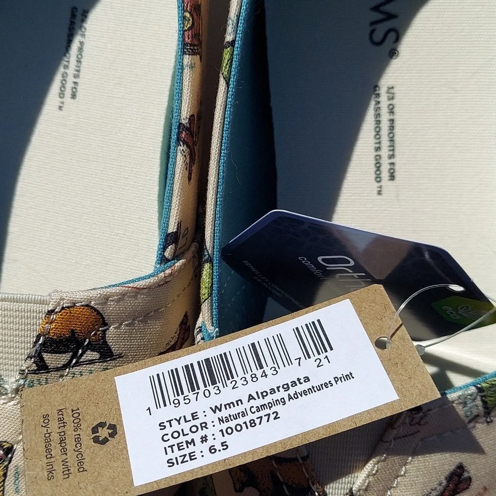 NEW TOMS Alpargata Camping Natural Slip-on Shoes‎ New in Box 6.5